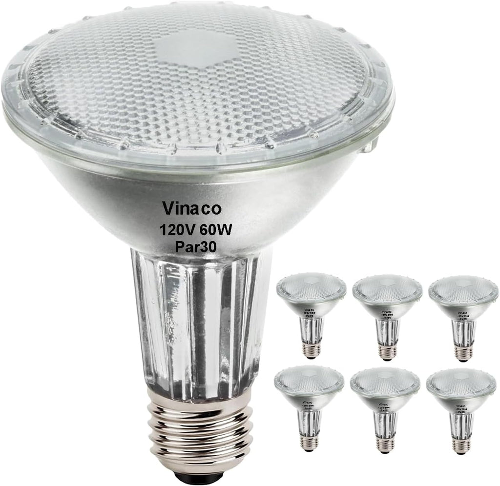 Halogen PAR30 Long Neck Flood Bulb Dimmable 60W 750LM 120V E26 6pcs