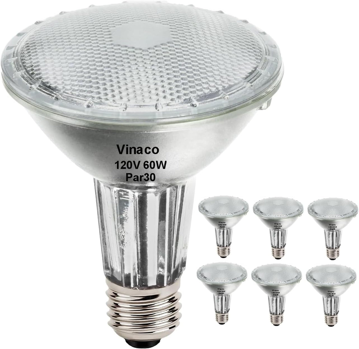 Halogen PAR30 Long Neck Flood Bulb Dimmable 60W 750LM 120V E26 6pcs