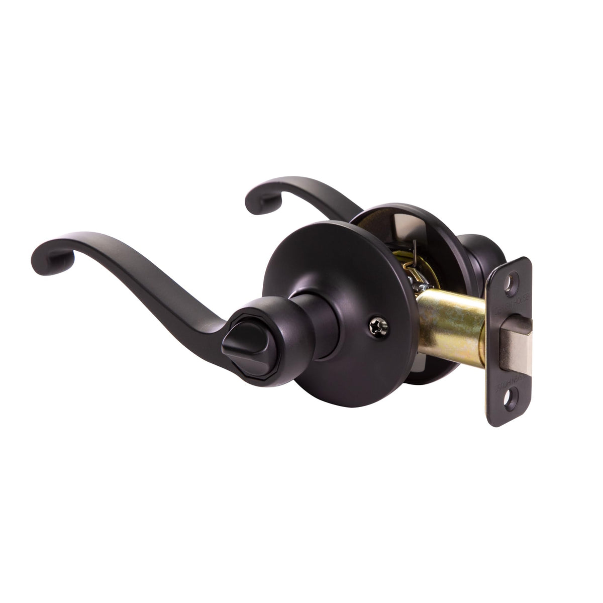 Scroll Privacy Door Lever, Matte Black