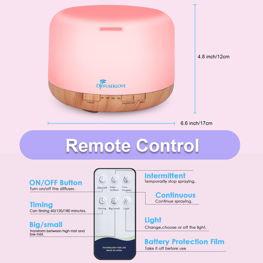 Diffuser Essential Oil Diffusers Remote Control Aroma Diffuser Cool Mist Aromatherapy Diffuser with Mute