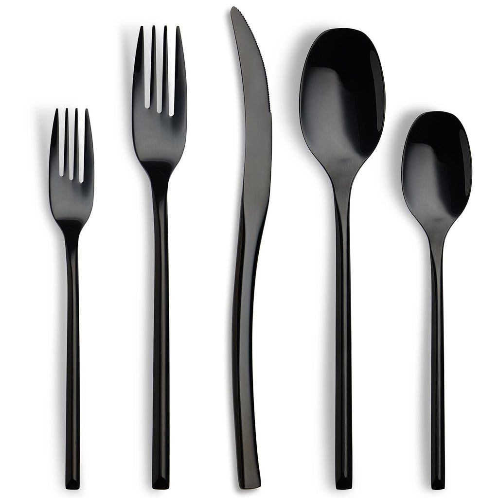 20-Piece Black Silverware Set for 4,Modern 18/10 Stainless Steel Flatware Set,Luxury Cutlery Set,Unique Utensils Set