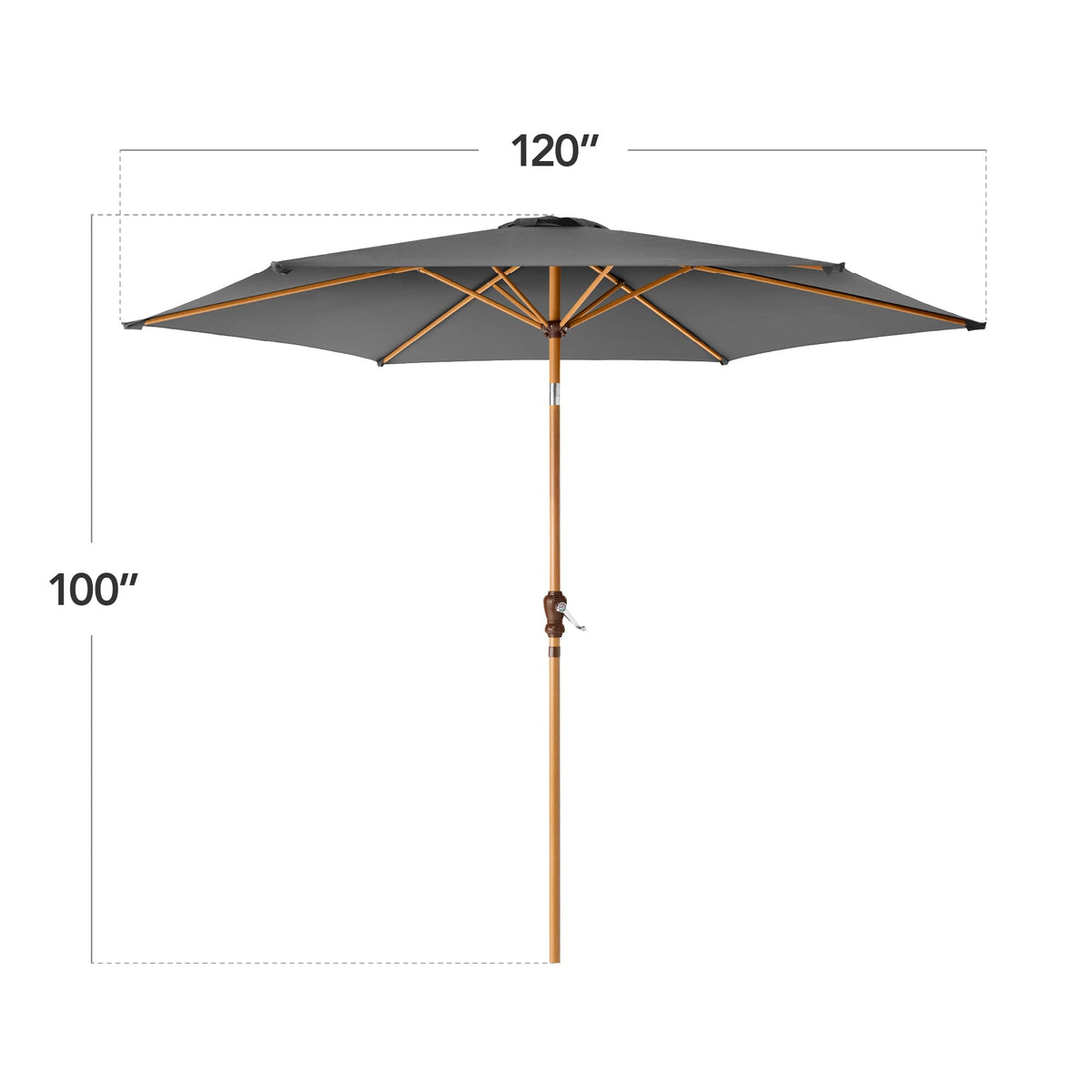 10ft Market Umbrella, Outdoor Sun Shade for Backyard, Deck, Poolside, Table w/Woodgrain Pattern, Easy Tilt & Crank