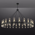 Inspired Ravelle Style Black Wagon Wheel Chandelier, 70 Inch Glass Chandeliers, 24 Light Chandelier for High Ceiling, Modern Farmhouse Chandeliers for Living Room, Dining Room, Entryway, Stairwell (Bulbs Included)