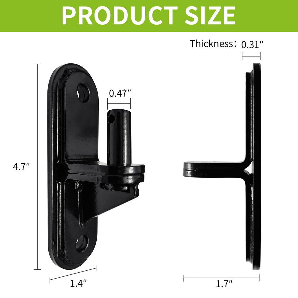 Heavy Duty Gate Hinges 2 Pack, Steel Anti-Sag Design Wall Mount
