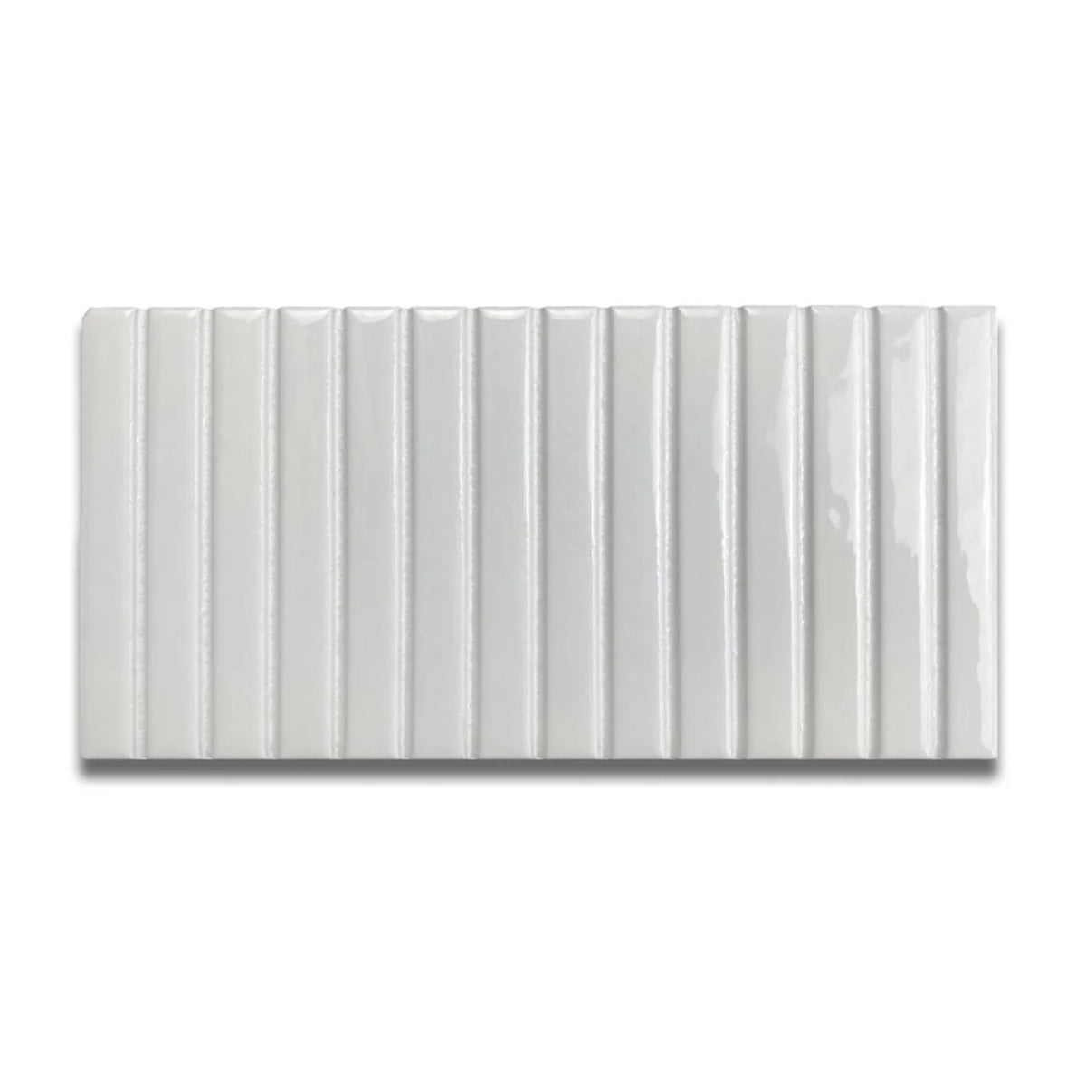 Scandia Glossy White 4.5x9 Ribbed Porcelain Wall Tile, 3D KitKat Fluted Decorative Tile Backsplash, Bathroom, Shower