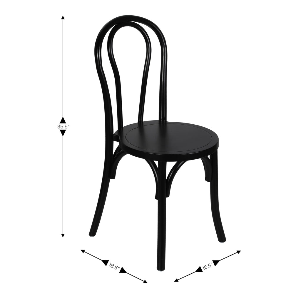 Commercial Grade Wood Stackable Thonet Dining Chair, Black