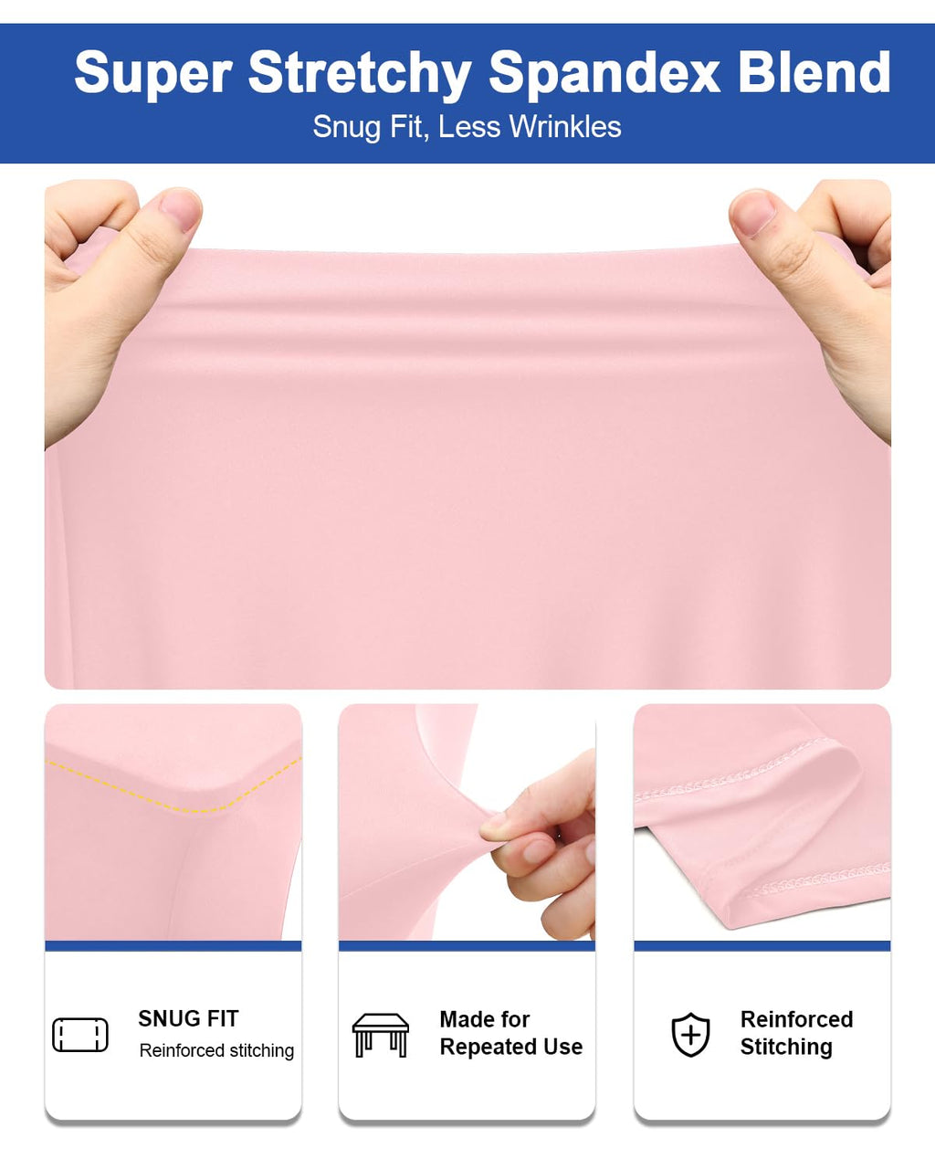 2 Pack Spandex Table Cloth 8FT, Elastic Fitted Pink Tablecloth