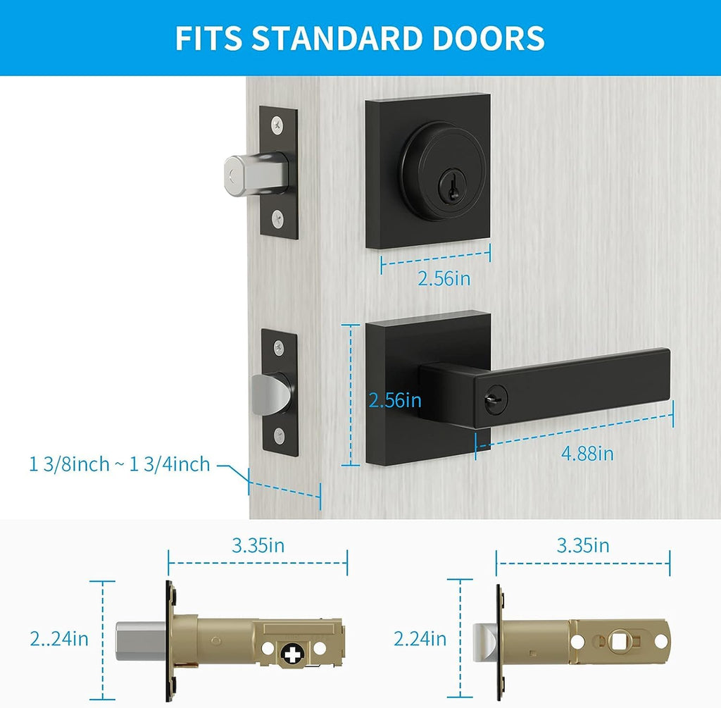 Front Door Lock Set, Keyed Alike Heavy Duty Exterior Door Lock Set, Entry Door Handle and Single Cylinder Deadbolt