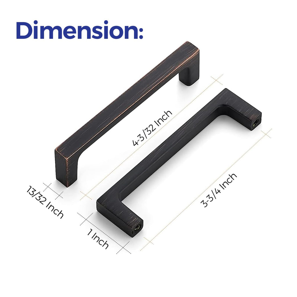 Oil Rubbed Bronze Cabinet Handles Kitchen Pulls 3-3/4 Inch 15 Pack
