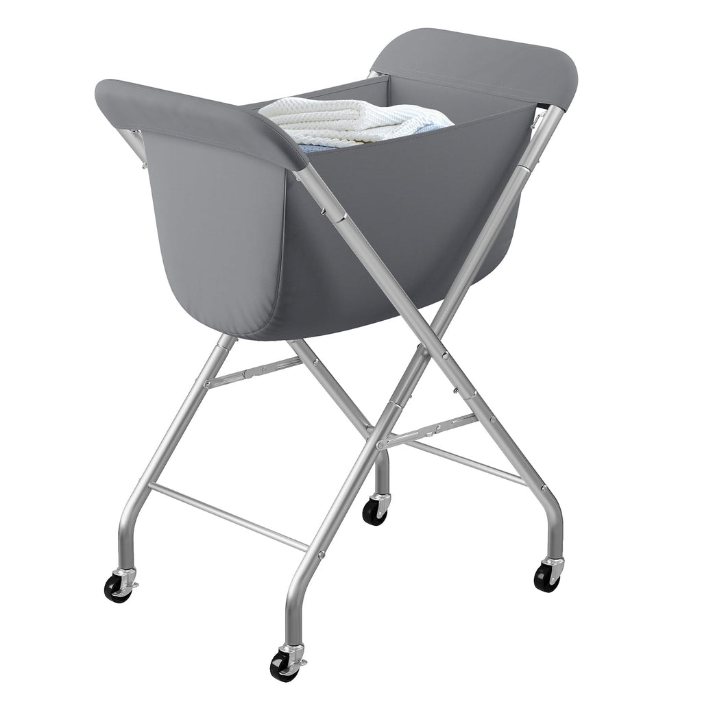 Laundry Basket with Wheels, Collapsible Laundry Hamper, Gray