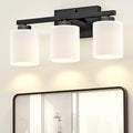 Bathroom Light Fixtures Black, 3-Light Vanity Lights Over Mirror | Modern Bathroom Vanity Light, Frosted Shades