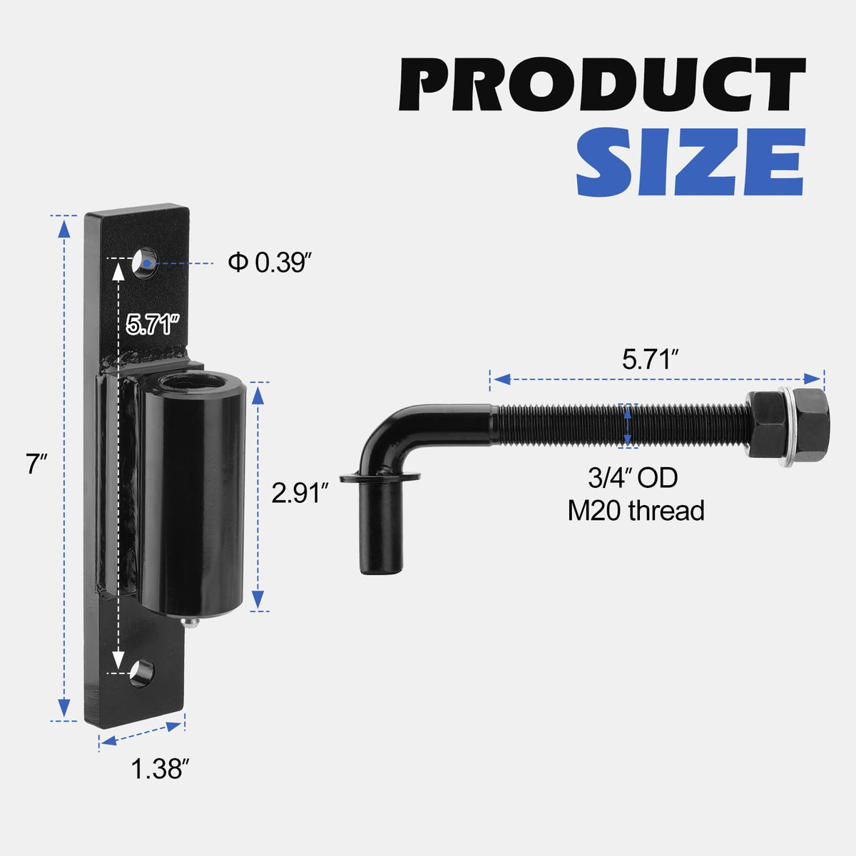 Heavy Duty 3/4" J Bolt Gate Hinge, 7inch Long, 4 Pack
