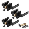 3 Pack Passage Door Handle in Matte Black,Interior Closet Door Knobs ,Non-Locking Keyless Modern Door Lever