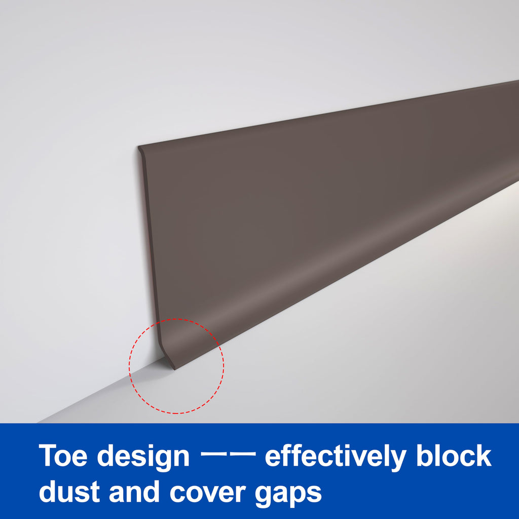 Peel and Stick Rubber Baseboard Trim, 6 Inch x 20 Feet, Brown, S152