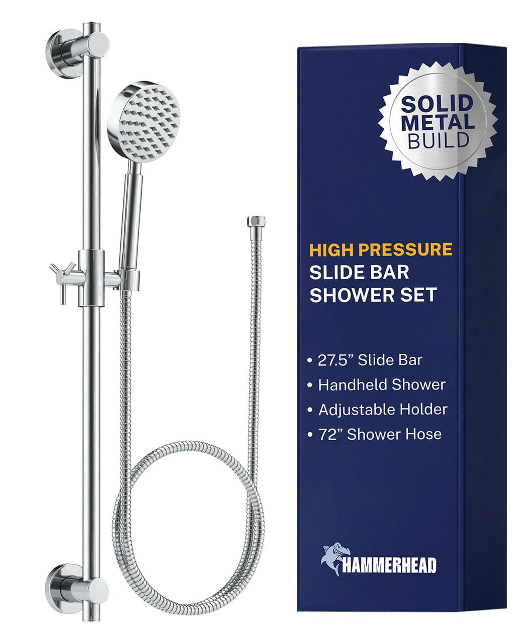 Metal Shower Slide Bar Set with Handheld Shower Head and Hose