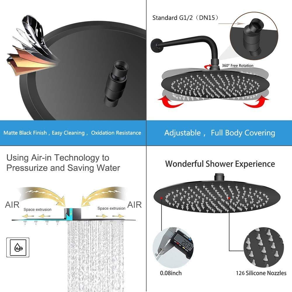 Rain Shower Head, Ultra-Thin Design-Pressure Boosting, Awesome Some Experience, High Flow Stainless Steel Rainfall