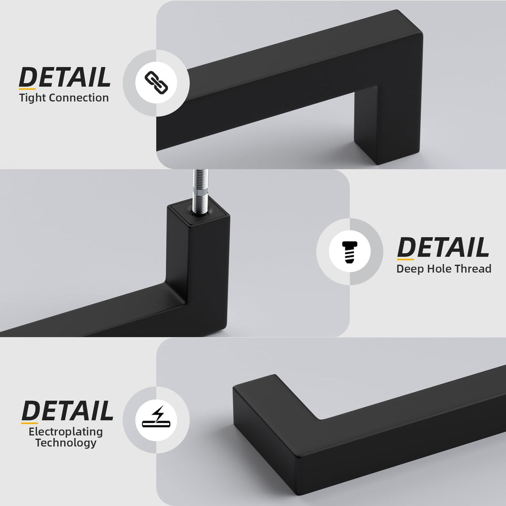 50 Pack 3-3/4" Black Kitchen Cabinet Handles Drawer Pulls