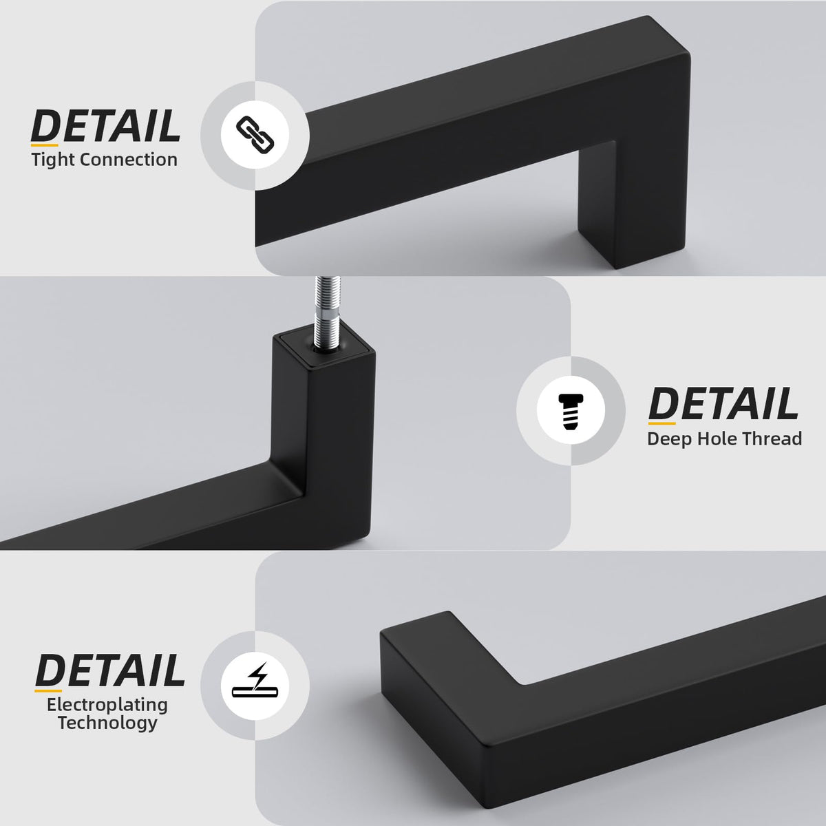 50 Pack 3-3/4" Black Kitchen Cabinet Handles Drawer Pulls