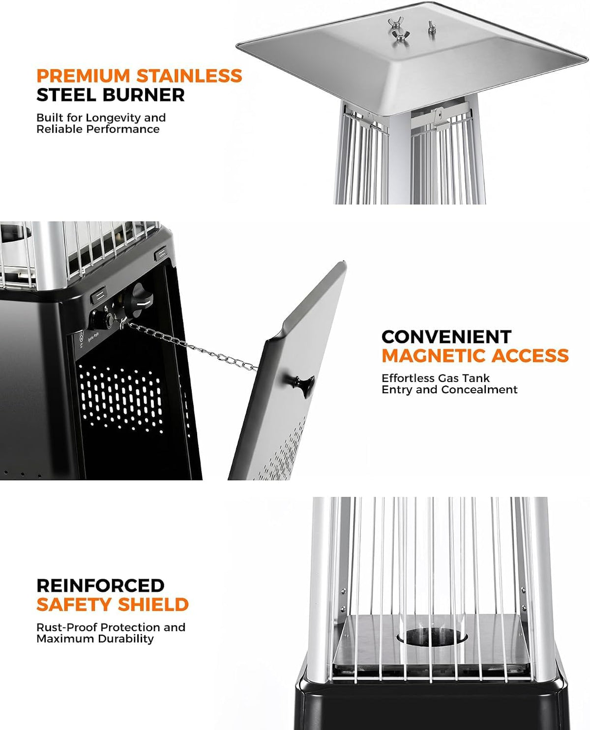 Pyramid Patio Heater, 55,000 BTU Outdoor Patio Heater, Propane Heater With Quartz Glass Tube & Wheels for Outdoor