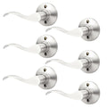 6 Pack Half Dummy Lever Door Handles Brushed Nickel Wave Left-Handed Door Lever Non-Turning Lock Interior Closet
