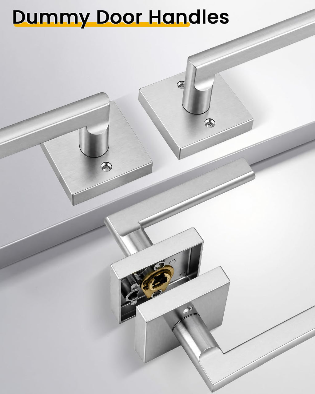 Brushed Nickel Dummy Door Handle, Single-Sided Closet - 1 Pack