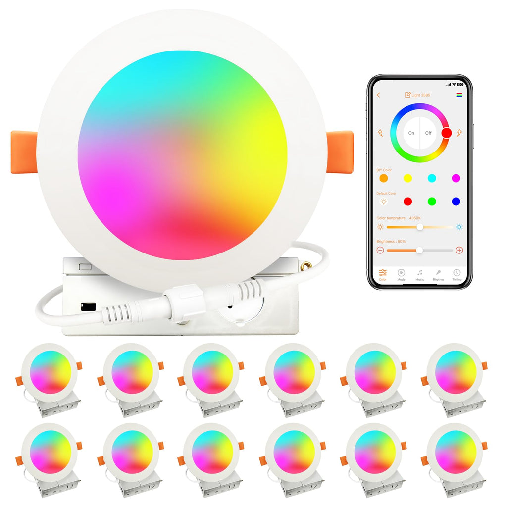 Smart Recessed Lighting 4 Inch Compatible with Alexa & Siri,12W 1100LM Recessed Ceiling Light 2700K-6000K,16 Million