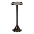 Inspired Saarinen Style Sanzo Modern Pedestal Side Table; 9 x 9 x 23; Pewter; Decorative with Hammered Tabletop