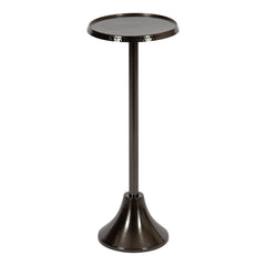 Inspired Saarinen Style Sanzo Modern Pedestal Side Table; 9 x 9 x 23; Pewter; Decorative with Hammered Tabletop