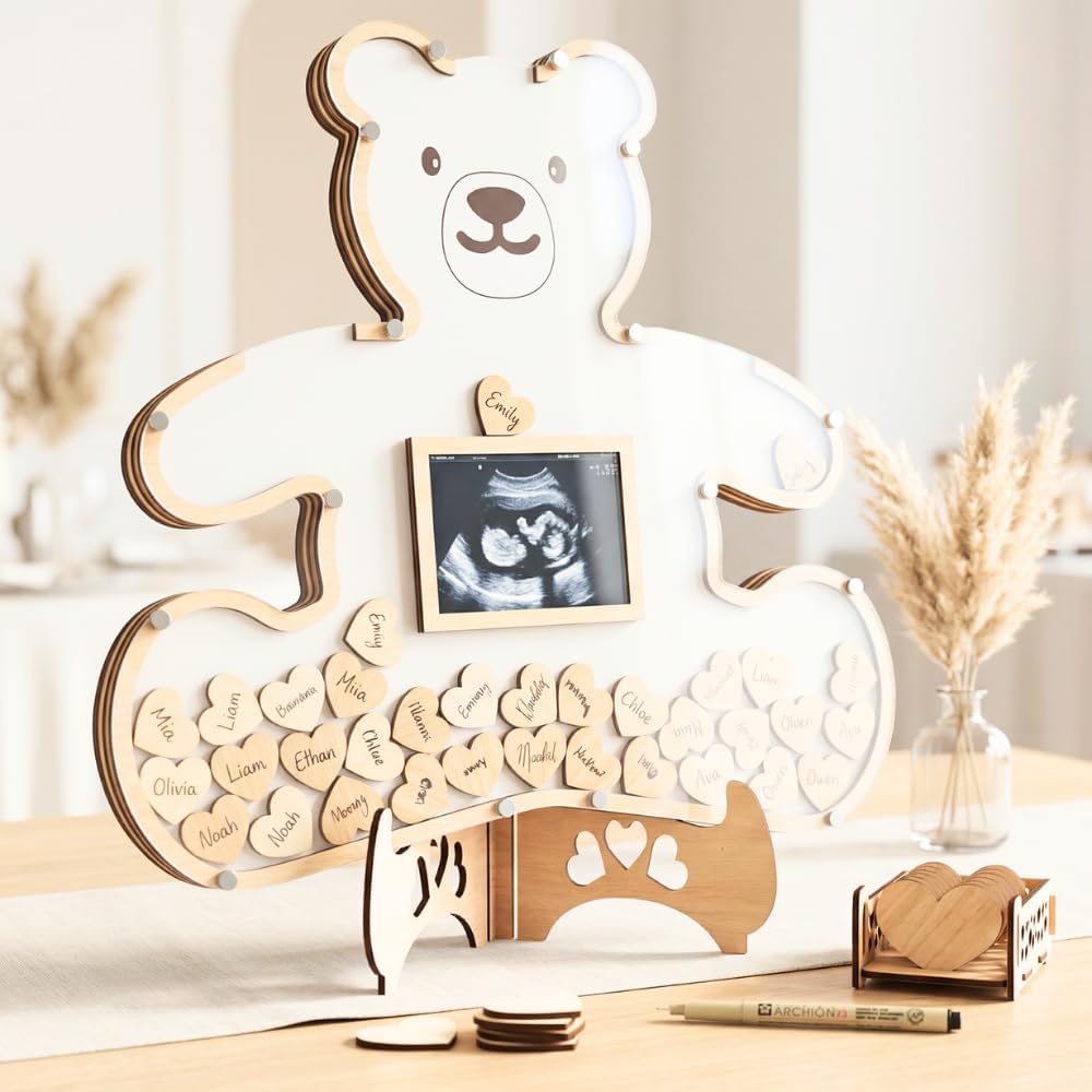 Baby Memory Keepsake Frame Guestbook - Luxury Baby Shower & First Birthday Guest Book Alternative - Preserve Wishes