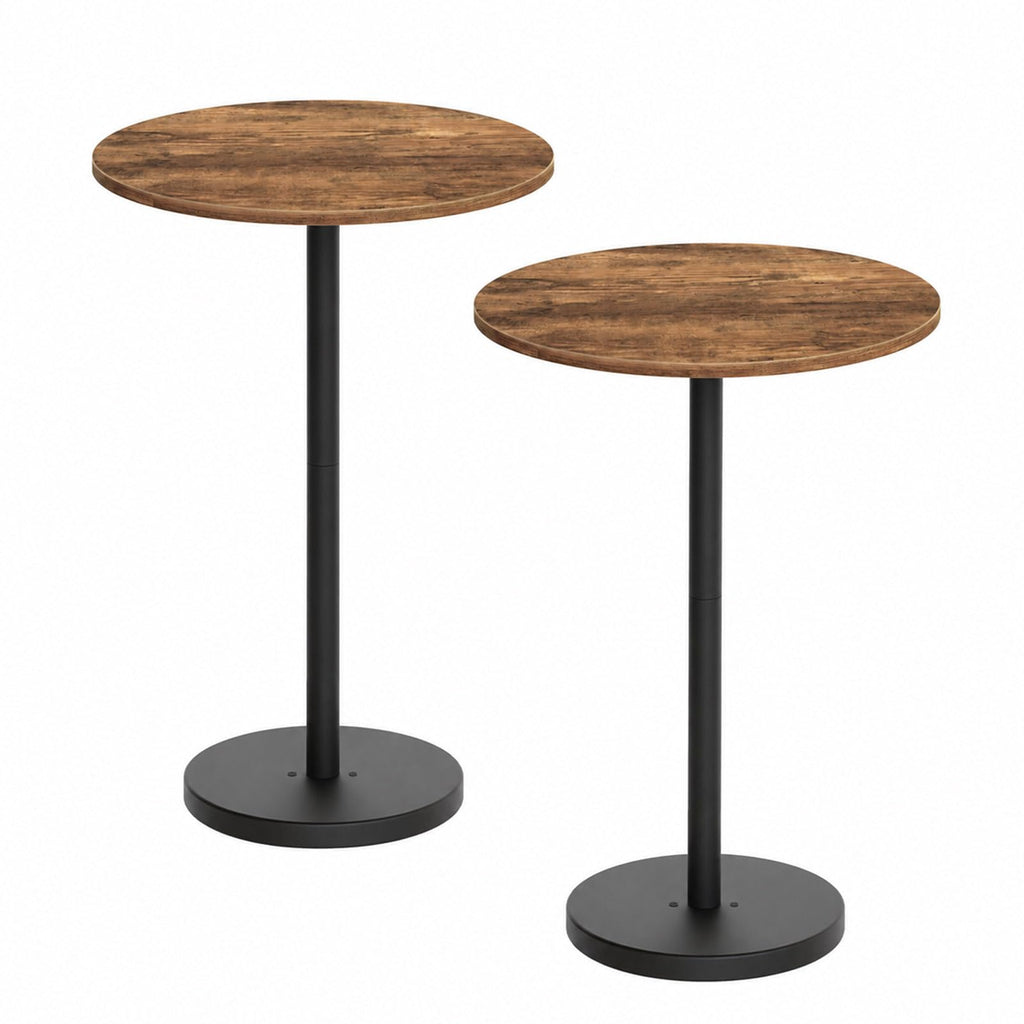 Bar Table, Round Bar Table Set of 2, Counter Height Table, Pub Cocktail Table, Metal Frame, for Bistro, Dining Room