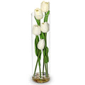 Artificial Tulips in Clear Cylinder Vase Faux PU Tulip Wedding Centerpiece Fake Tulips in Cylinders White Tulip