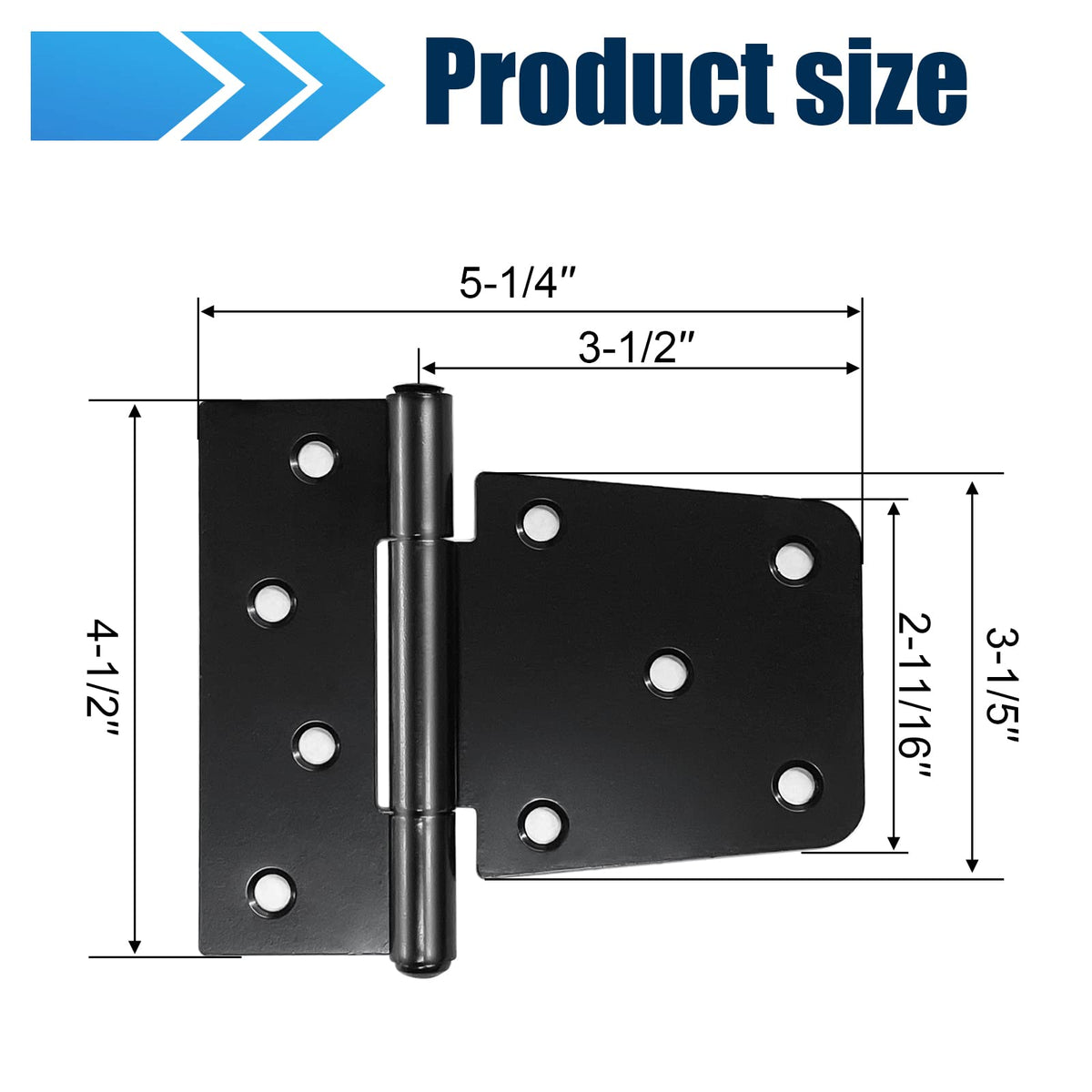 Heavy Duty Gate Hinges - 4 Pack, Black Iron 3.5 Inch Hinges for Wood Shed, Barn Door, Fence Gate Swing (Screws