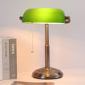 Bankers Desk Lamp, Pull Chain Switch (Copper+Green)