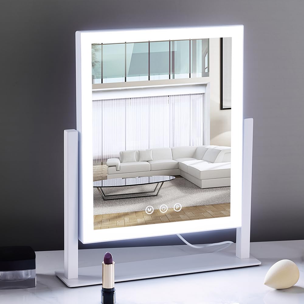 Lighted Makeup Mirror, Hollywood Vanity Mirror with Lights, Three Color Lighting Modes, and 5X Magnification Mirror