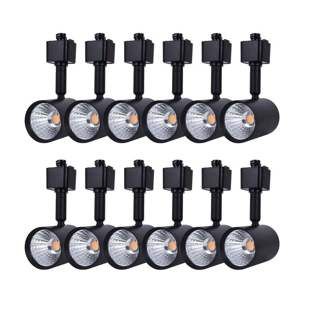 12 Pack H Type LED Track Lighting Heads 6.5W 3000K Warm White Black