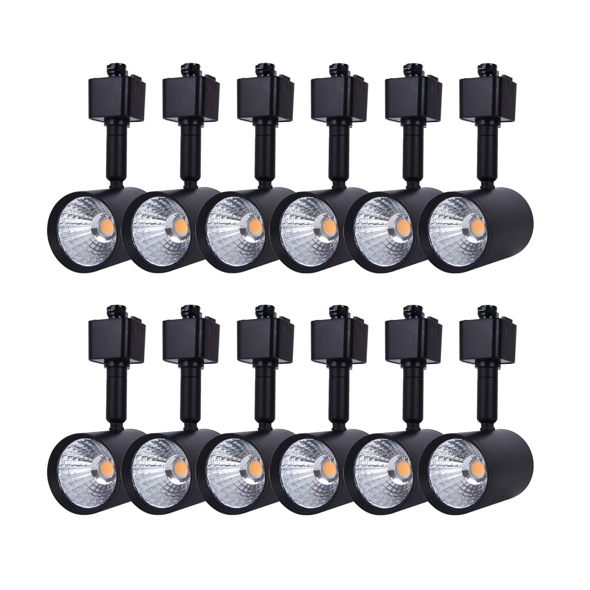 12 Pack H Type LED Track Lighting Heads 6.5W 3000K Warm White Black
