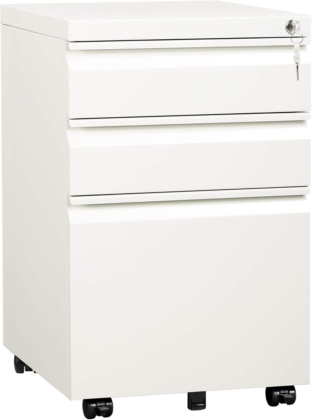 3 Drawer Mobile File Cabinet with Lock, Under Desk Metal Filing Cabinet /Legal/Letter/A4 File, Fully Assembled Except