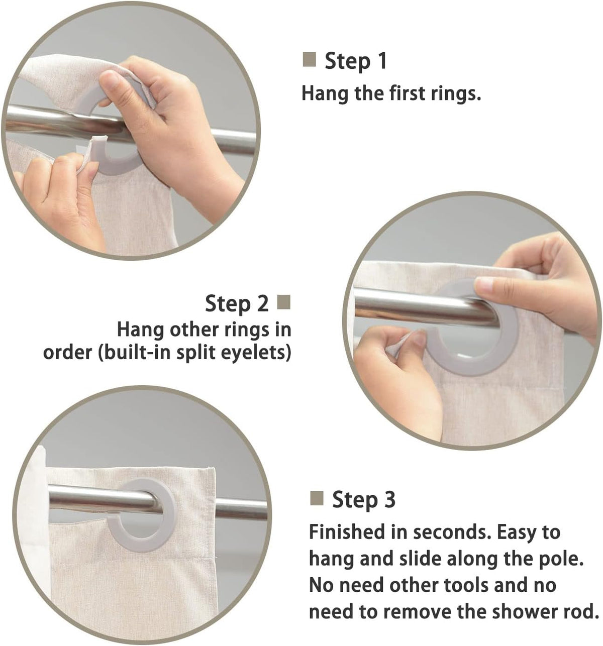 Beige Linen Textured Shower Curtain 84 Inches Long, without Hooks Needed | Water-Repellent, Machine Washable