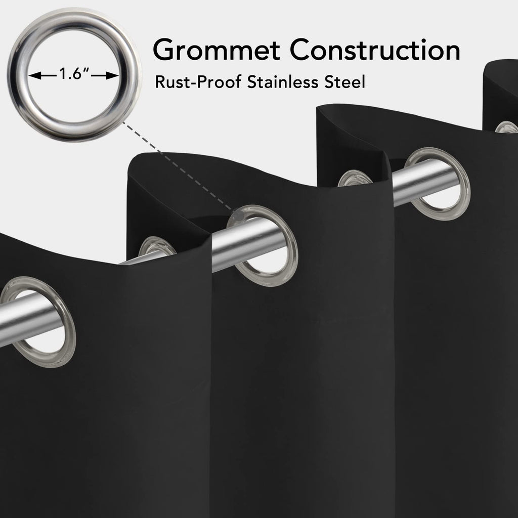 100% Waterproof Outdoor Curtains 54x84 inch, Black