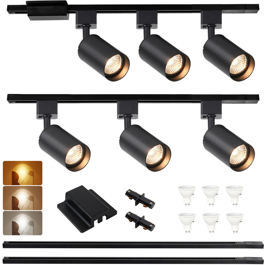 LED Track Lighting Kit with 6.6FT H Track Lighting Rails & Canopy Connector, GU10 Dimmable Track