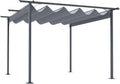 11.5' x 11.5' Outdoor Retractable Pergola Canopy, Metal Patio Shade Shelter for Backyard, Porch Party, Garden