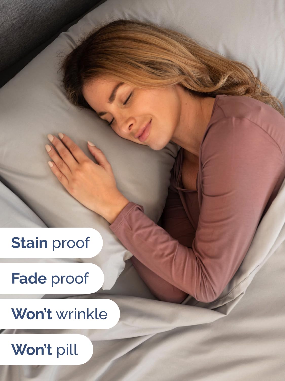 Extra Deep Sheet Set - 3 Piece Breathable Cooling Sheets - Light Grey