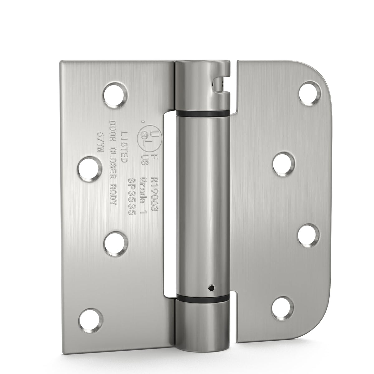 2 Pack Spring Hinges Satin Nickel 4" Square 5/8" Radius Corners
