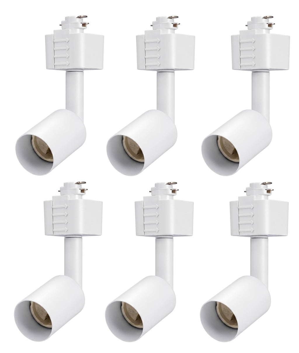 6 Pack] H Type Track Lighting Heads to Gu10 Base Socket Light Direction Adjustable,White