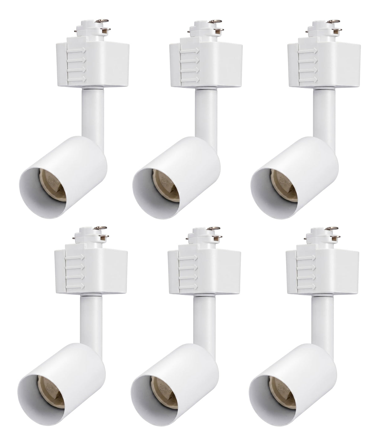 6 Pack] H Type Track Lighting Heads to Gu10 Base Socket Light Direction Adjustable,White