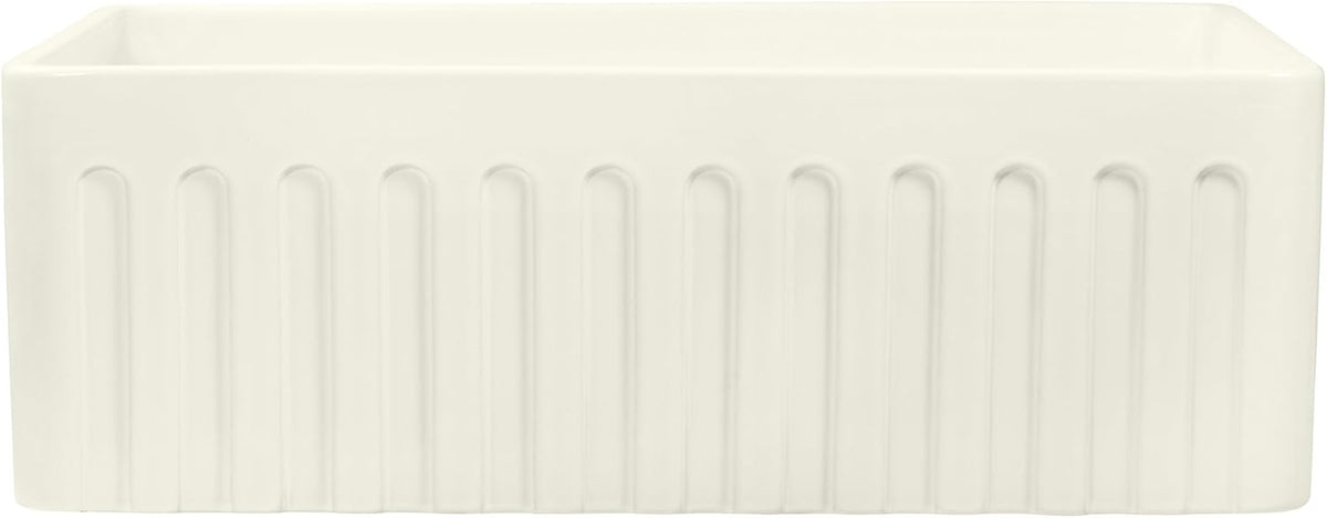 33 x 20 inch Fireclay Reversible Farmhouse Apron-Front Kitchen Sink Single Bowl - Biscuit - RVL2300BS
