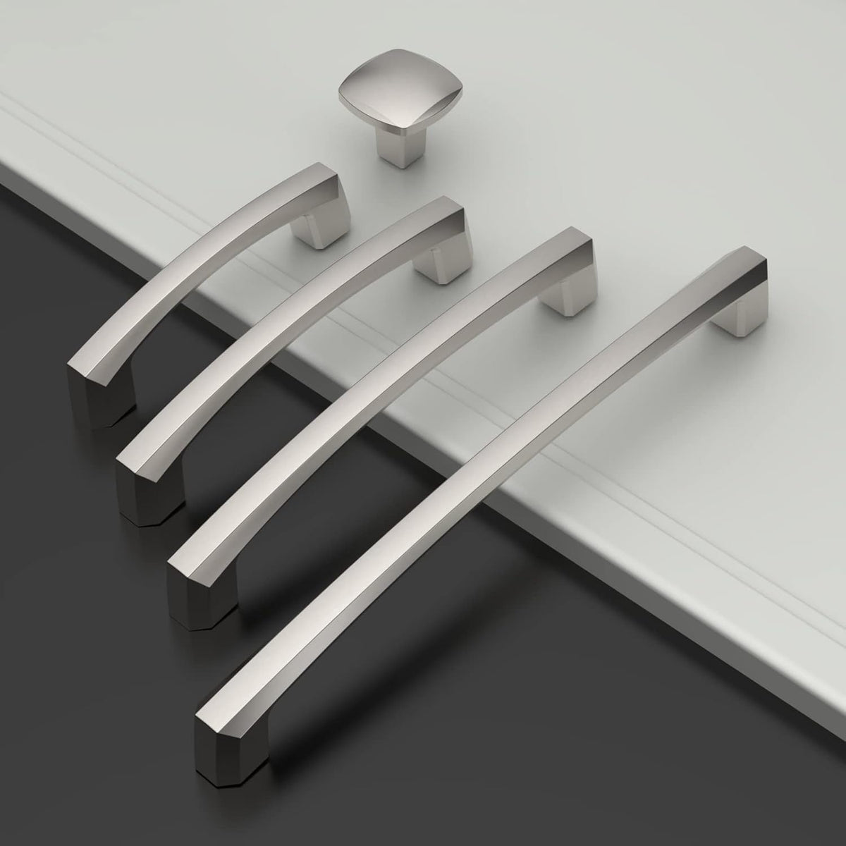 30 Pack Brushed Satin Nickel Cabinet Knobs, 5/128MM, Silver, Zinc, Bronze (50%, 50%), Arch & Bow, Easy to Install