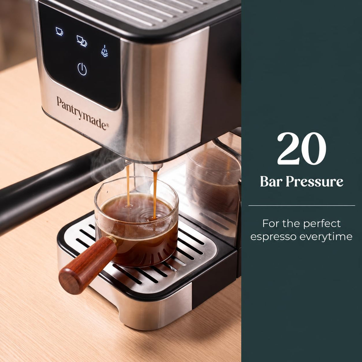 Espresso Machine with Milk Frother, LCD Touchscreen, 20 Bar