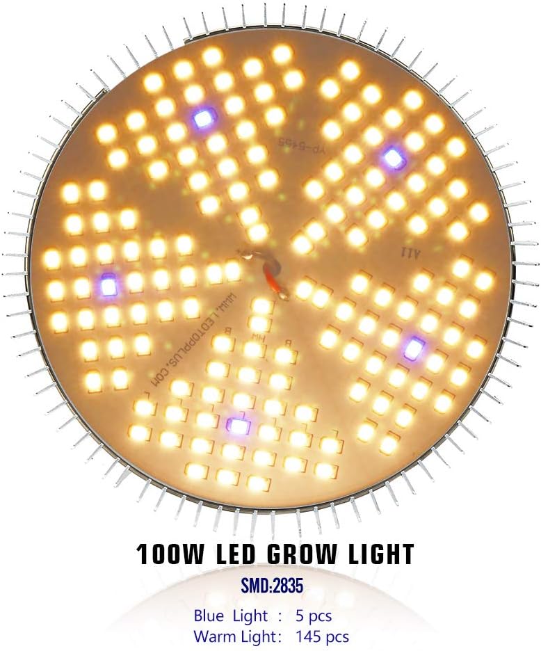 100W LED Grow Light Bulb, Full Spectrum 150 LED Grow Light Bulb for Indoor Plants, E26 E27 Base Grow Light Bulbs,160