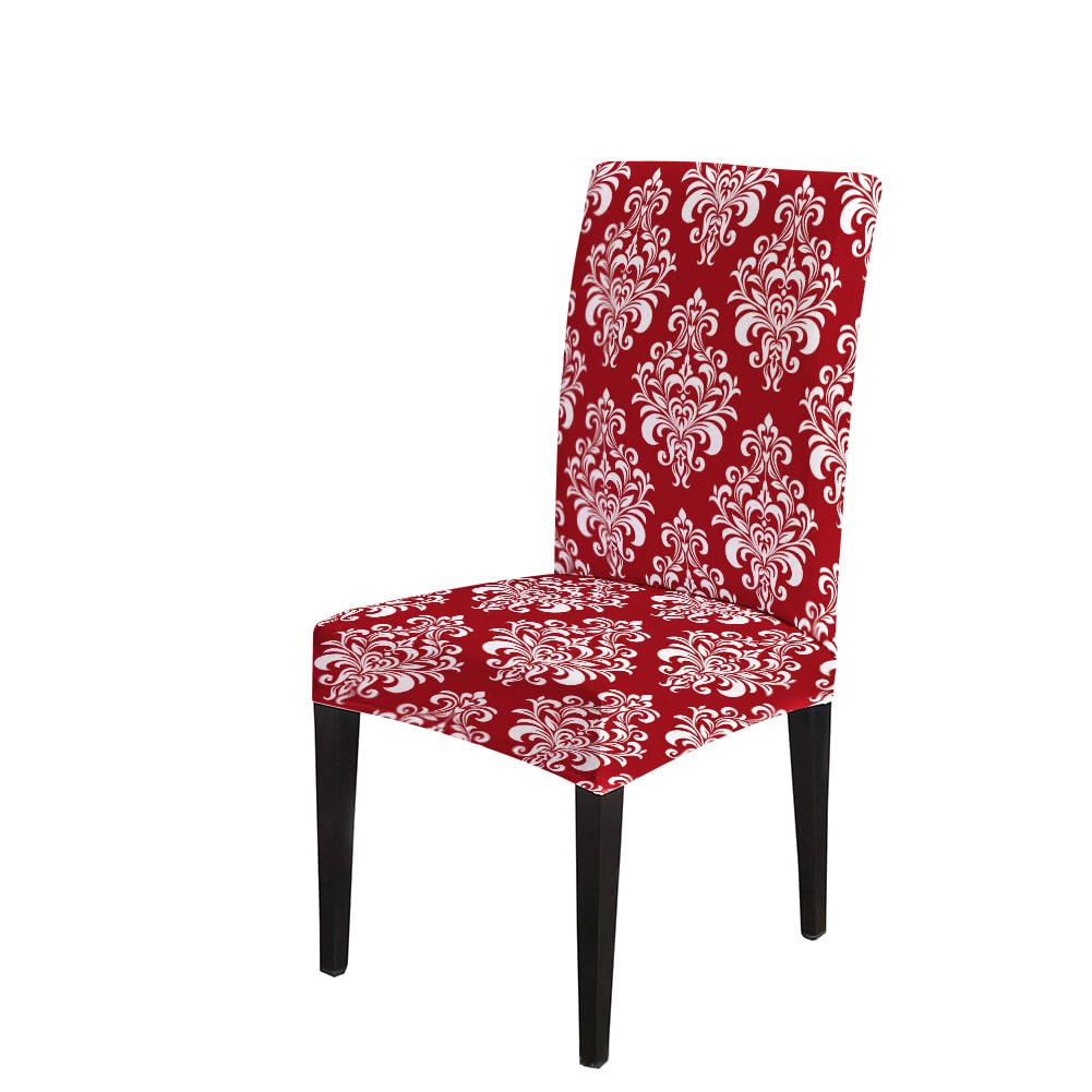 Floral Baroque Damask Redand White Ornament Chair Cover